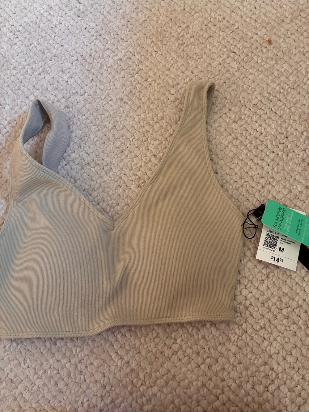 Forever 21 Ribbed V-Neck Bralette — Taupe